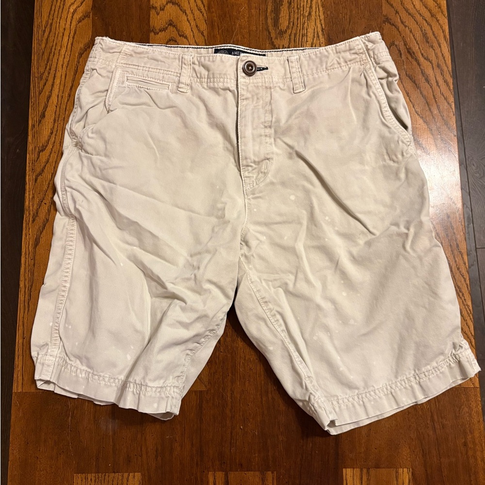 American Eagle Outfitters Men's Light Khaki Flat Front Shorts